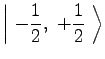 $\displaystyle \left\vert\ -{1 \over 2},\ +{1 \over 2}\ \right\rangle$