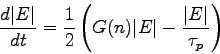 \begin{displaymath}
{d\vert E\vert \over dt} = {1 \over 2} \left( G(n)\vert E\vert - {\vert E\vert \over \tau_p} \right)
\end{displaymath}